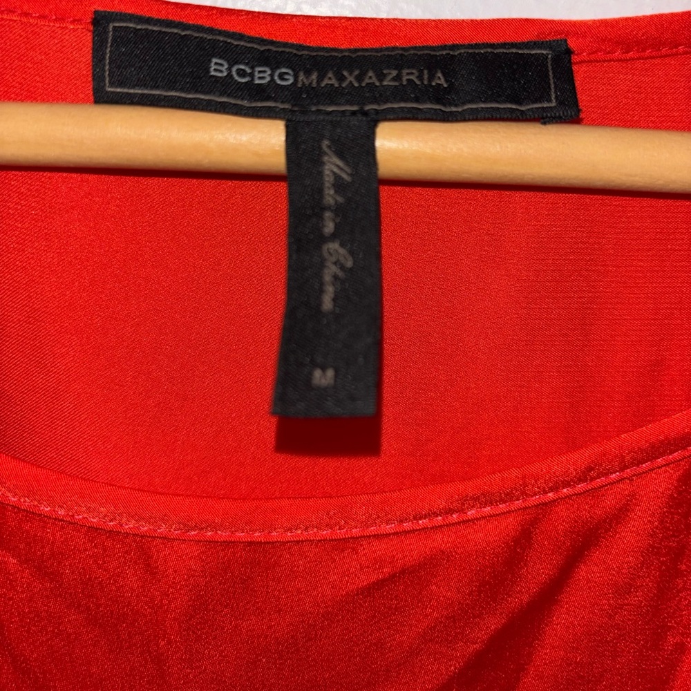 NWOT retail$178 size M BCBGMaxAzria Vibrant Red Asymmetrical Dress - Picture 5 of 5
